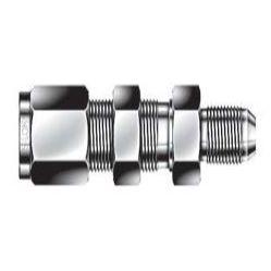 AN Bulkhead Union - 1/4 - 1/4 - Brass, Part #: SUBAO-4-4-BS (SUBAO-4-4-BS, 44XH2BZB, IBU4ANBU4)