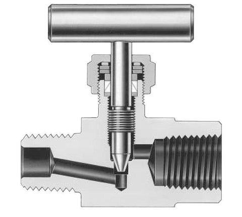 Bar Stock Needle Valve - 1/4 - 1/4 - Stainless Steel - 6000psi - Part # - SBNV1-MS-4N4T-S6