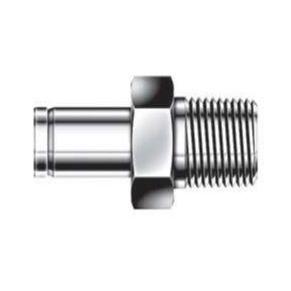 Male Adapter - 3/8 - 3/8 - Stainless Steel - Part #: SAM-6-6N-S6 (SAM-6-6N-S6, DHA66SS, DAM66NS, 6AM6316, 739HLMSS3/8X3/8, 6DATPM6S316, 6MA6N316, ISSD6MA6, SMA66N316, SS6TA16)